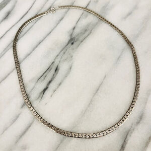 Vintage Textured Silver Toned Chain Necklace Unsigned 16" Thin Minimalist